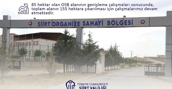 Siirt Organize Sanayi Bölgesi (OSB) 2024 Yılı Verileri Açıklandı