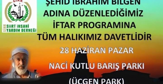 SİİRT İHH’DAN 28 HAZİRANDA İFTAR DAVETİ